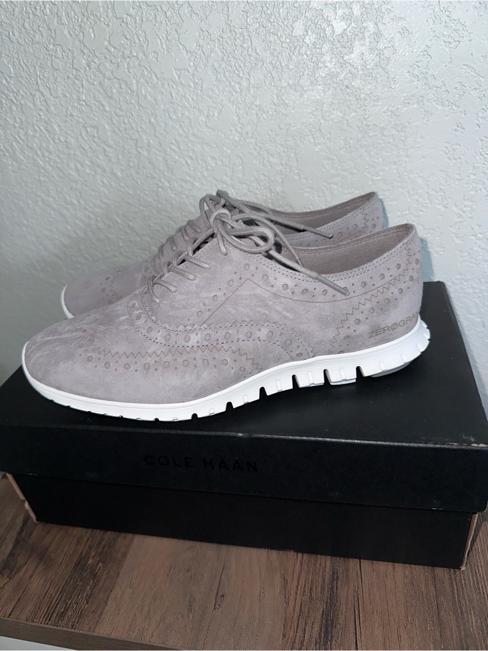 Cole Haan Grey Suede Wingtip Lace-Up Sneakers